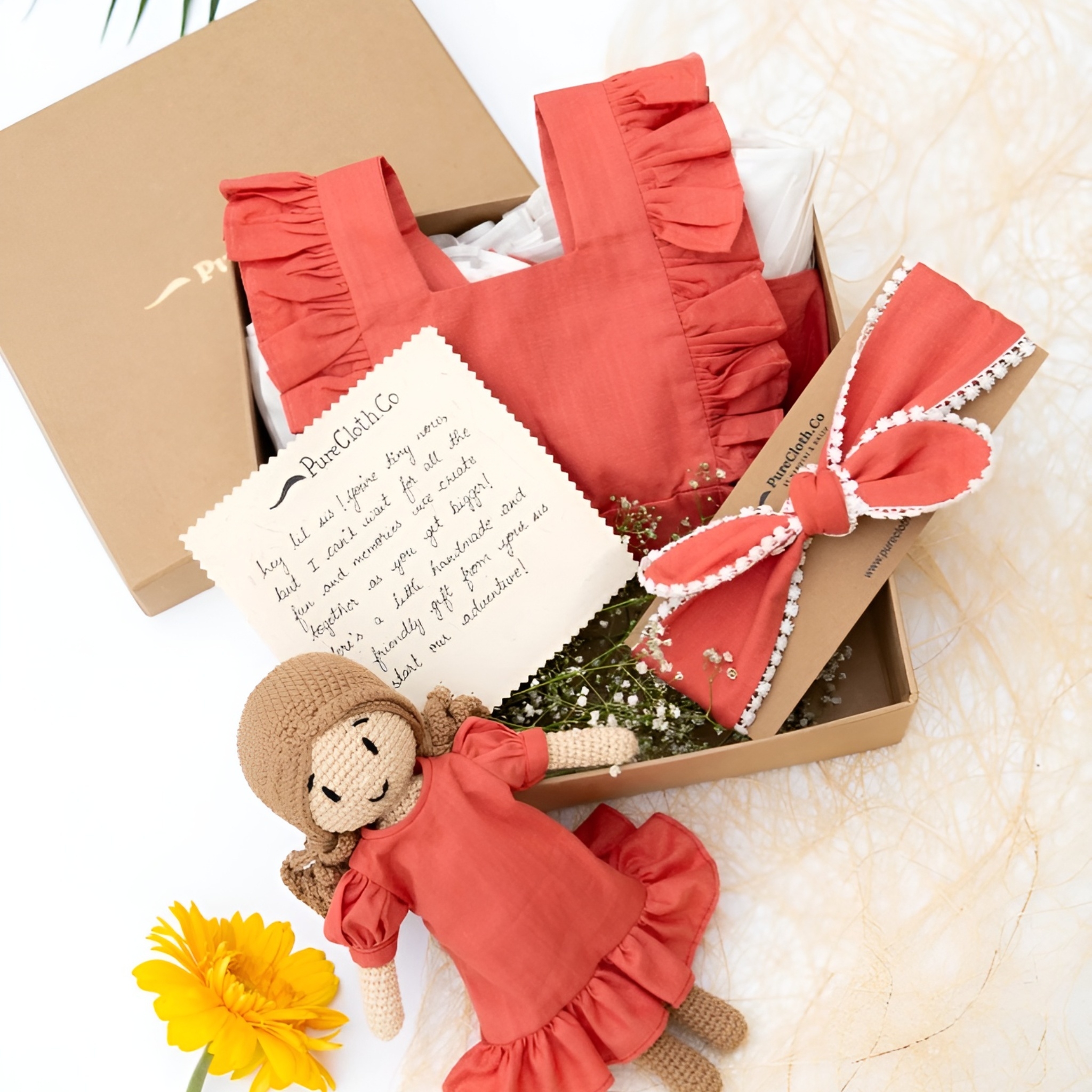 Gift Hamper For Girls| Peach Princess Dress & Doll Hamper