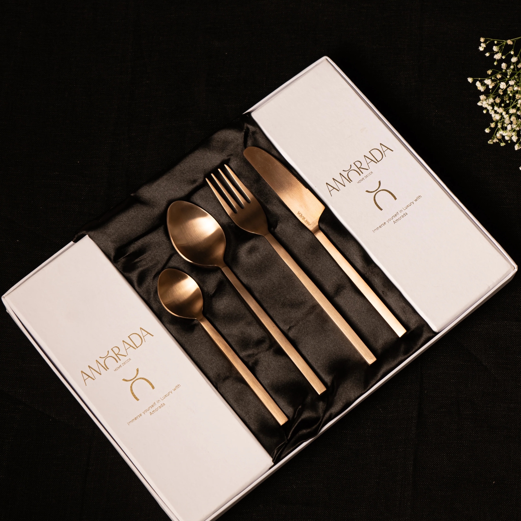 Ode Elegant Rose Gold Matt Finish Dining Set - Rose Gold(16Pc Set) by Ammorada | Tooffi