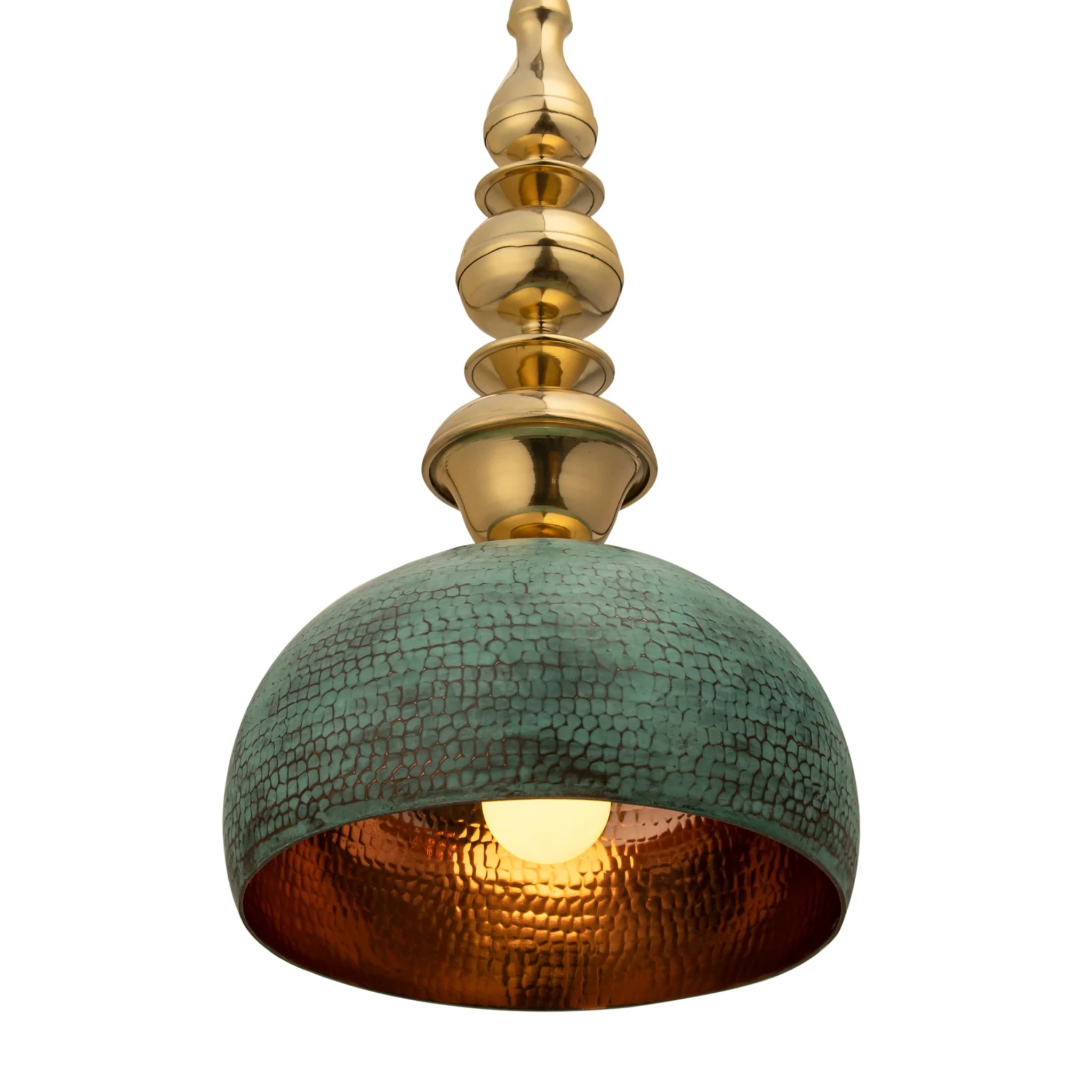 Kalash 2 — Verdigris Copper and Brass Handmade Pendant Light
