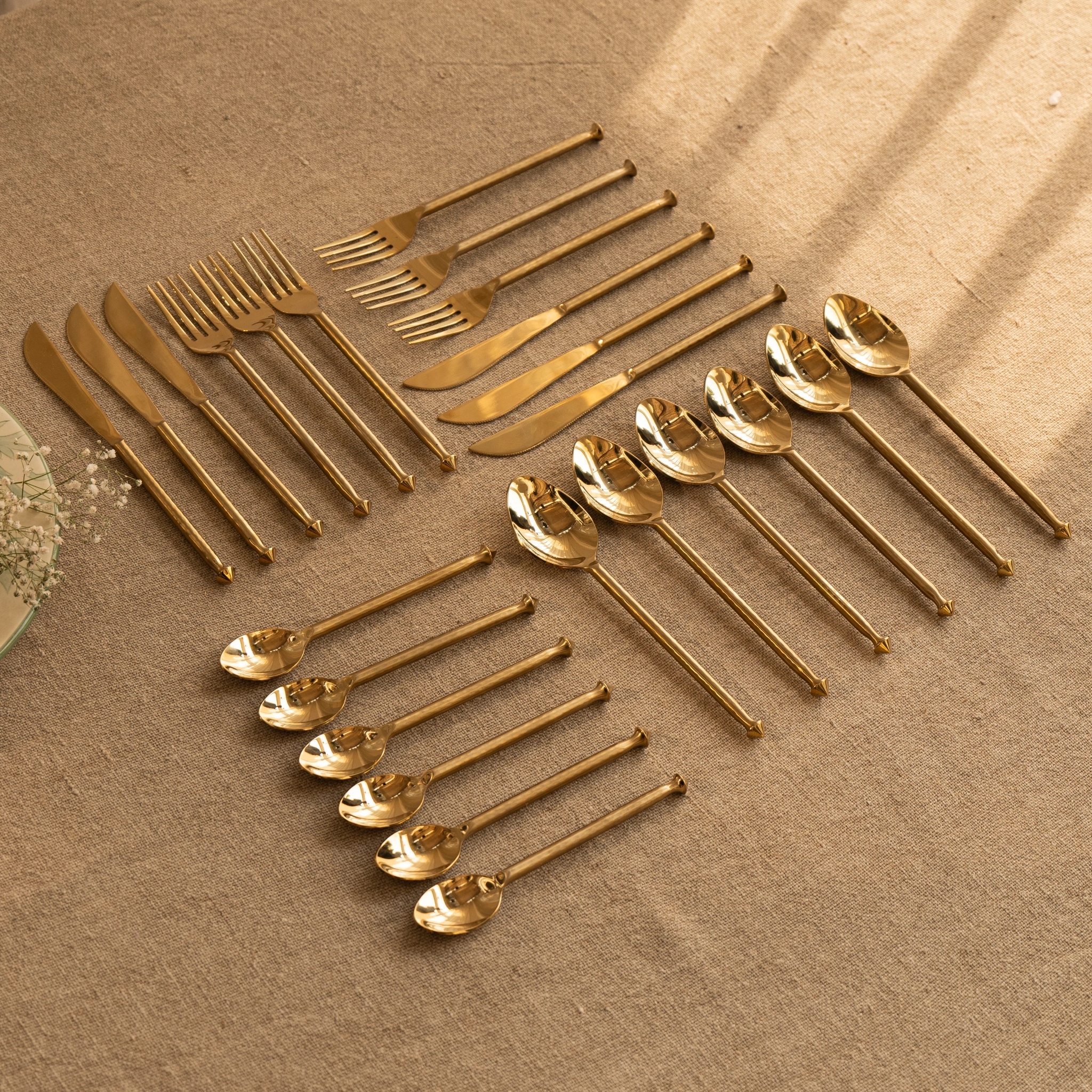 Ballad Elegant Glossy Brass Finish Dining Set - Gold