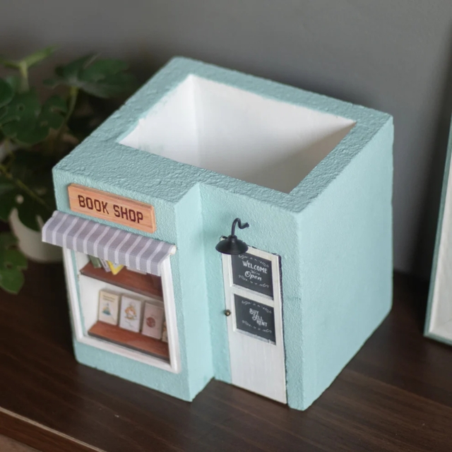 Handmade Book Shop Planter (Vintage Blue)