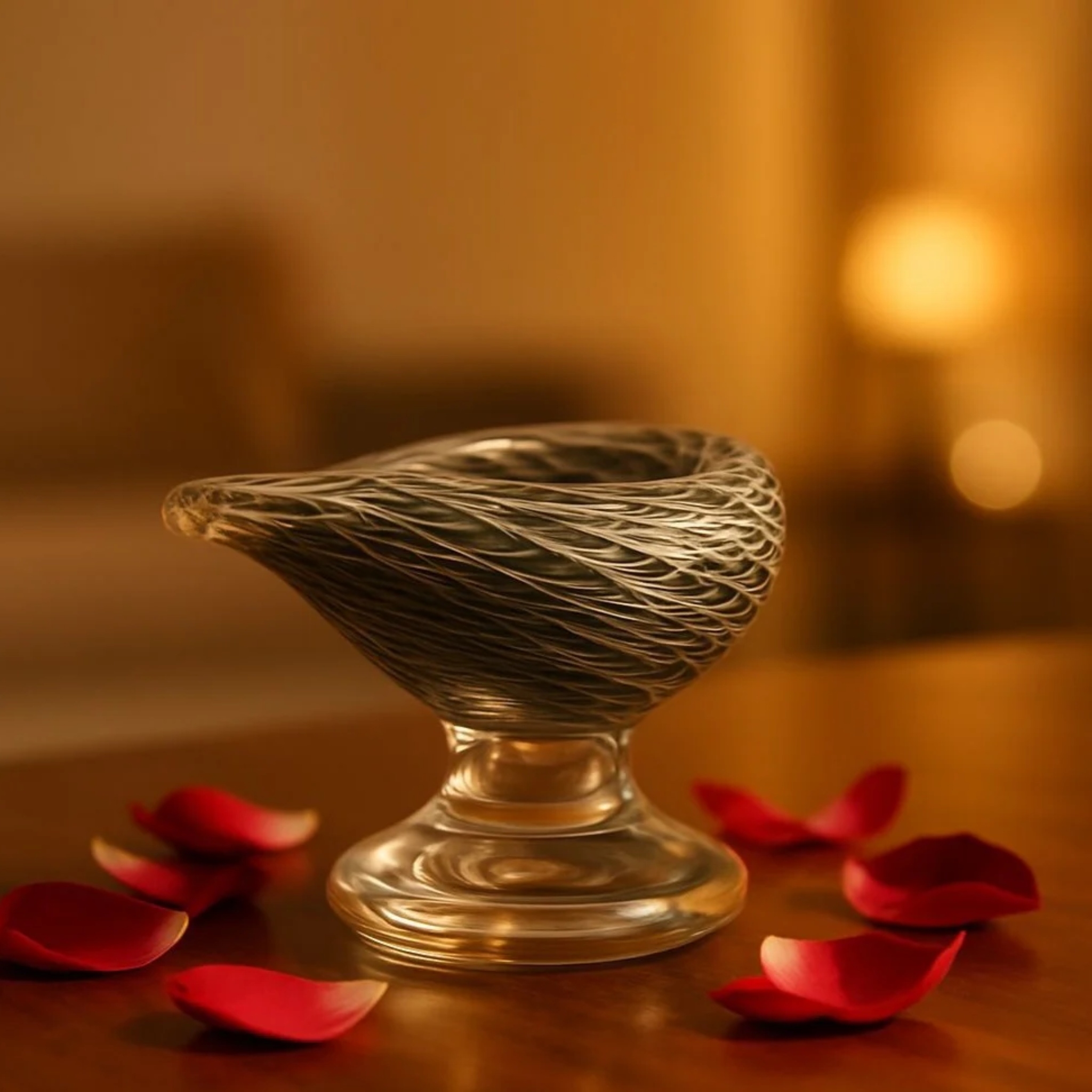 Art Glass Puja Diya- Brahmam Deep by RUSTIC HORSE GLASS STUDIO | Tooffi