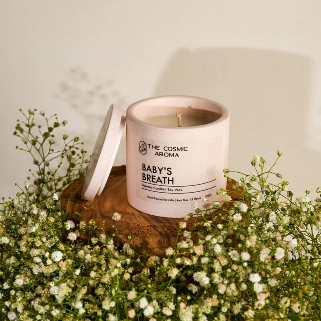 Concrete Baby's Breath Candle