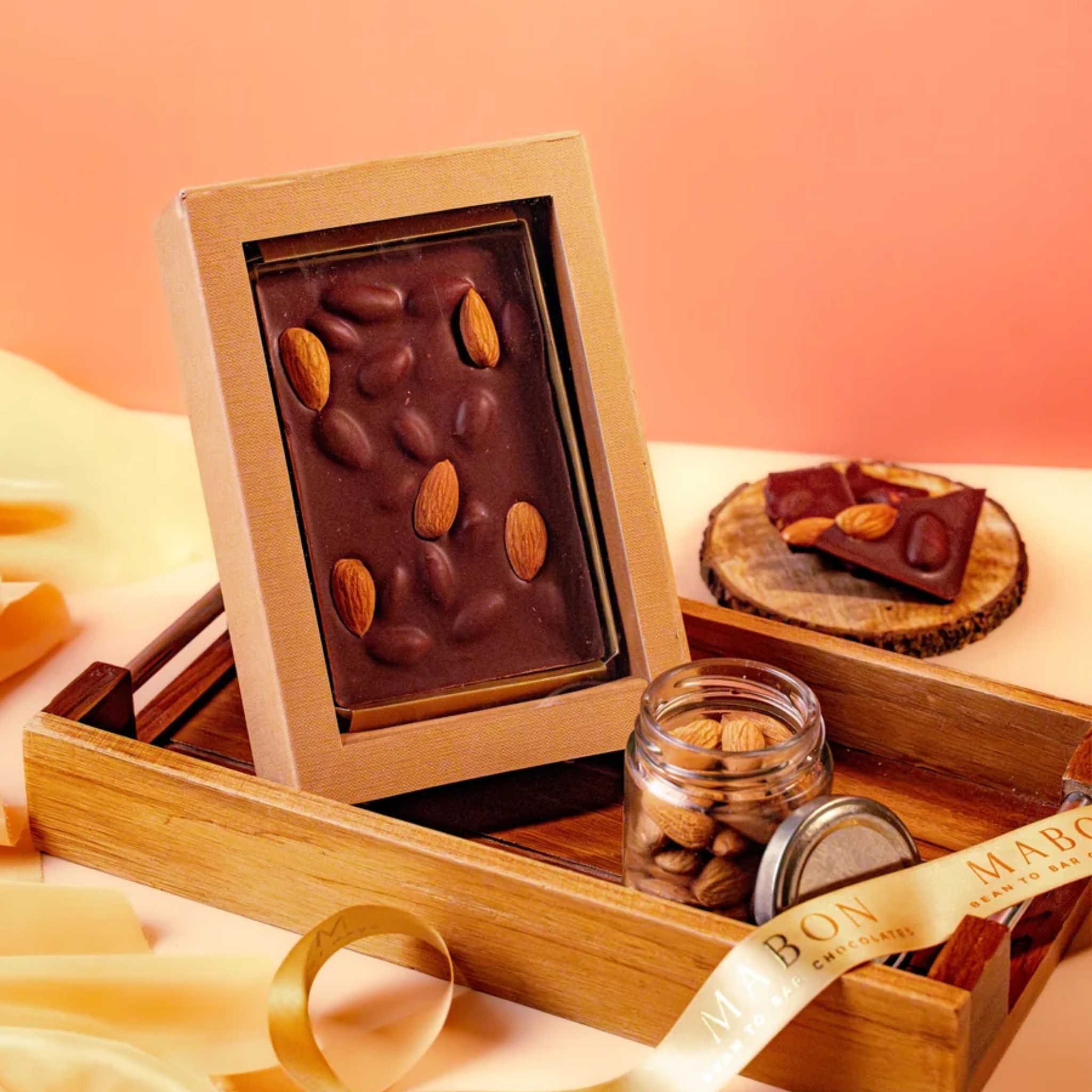 Sea Salt & Roasted Almond 55% Dark Bark Gift Box (80g) by Mabon Chocolates | Tooffi