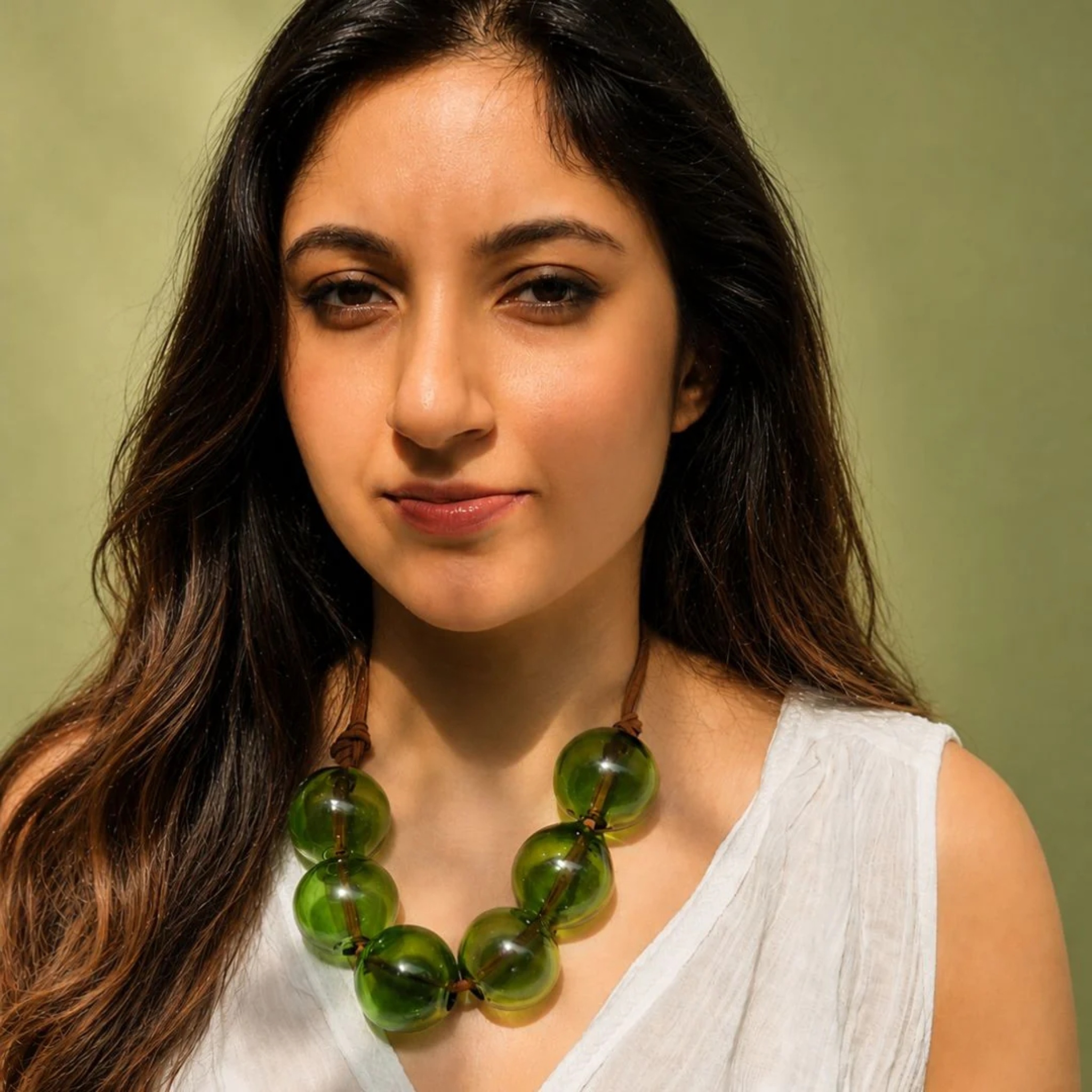 Verdant Halo Necklace | Handblown Glass Wearable Art by RUSTIC HORSE GLASS STUDIO | Tooffi