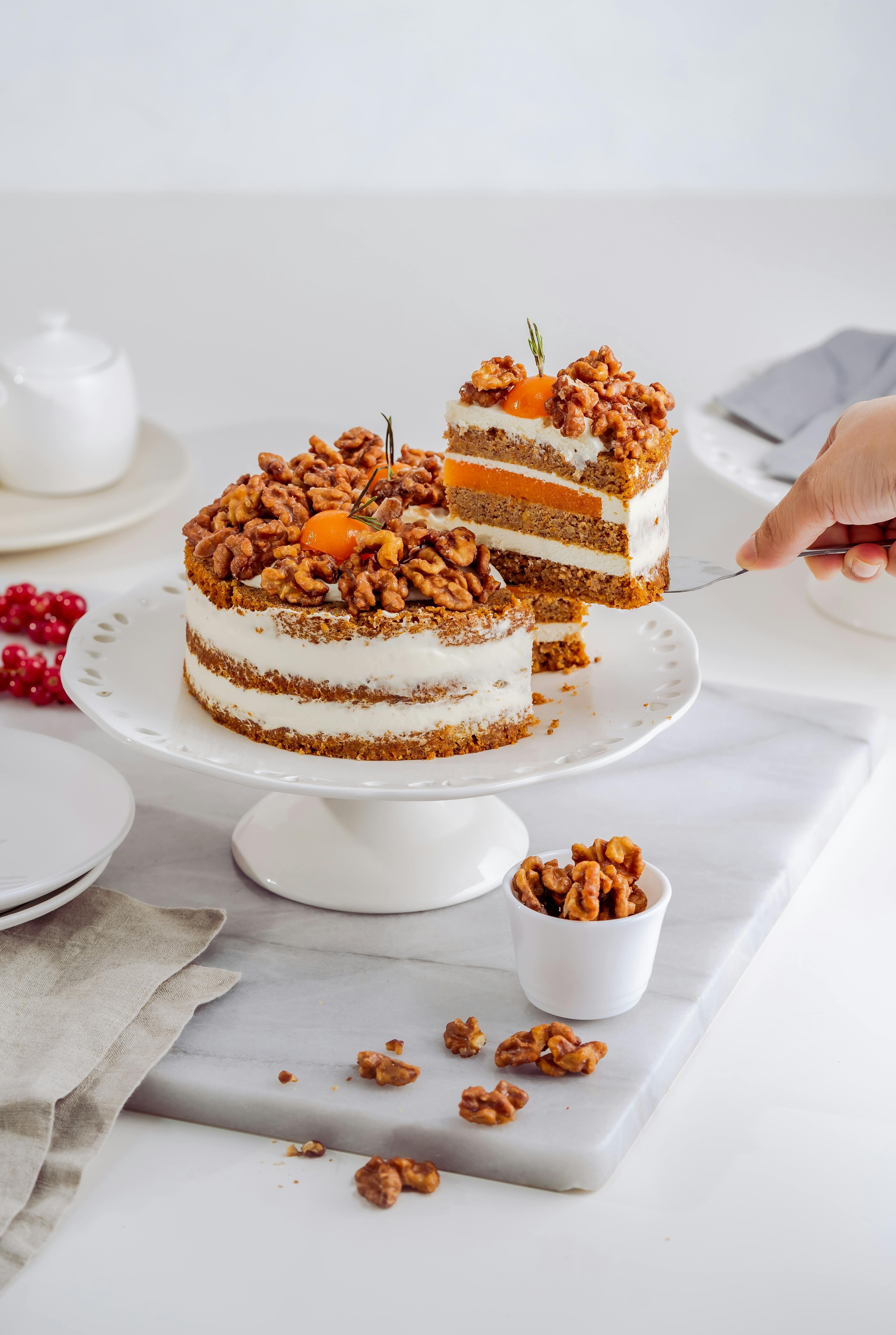 Custom layered cake with nuts