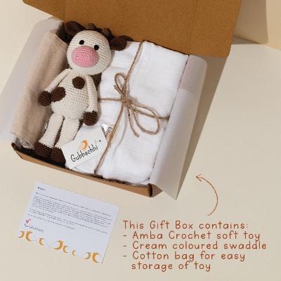 Amba Soft Toy With Cream Swaddle 3 Months +