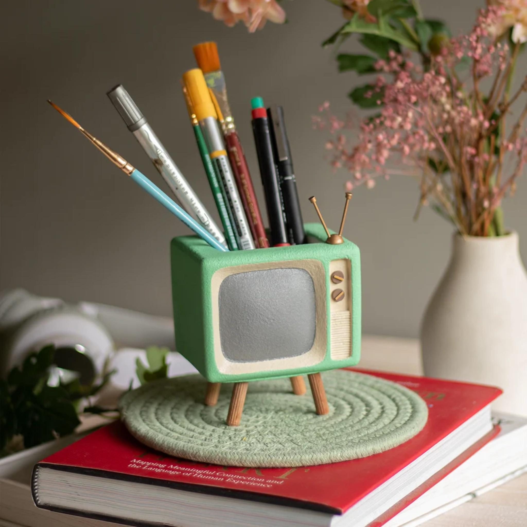Retro TV Desk Organiser (Mint Green)