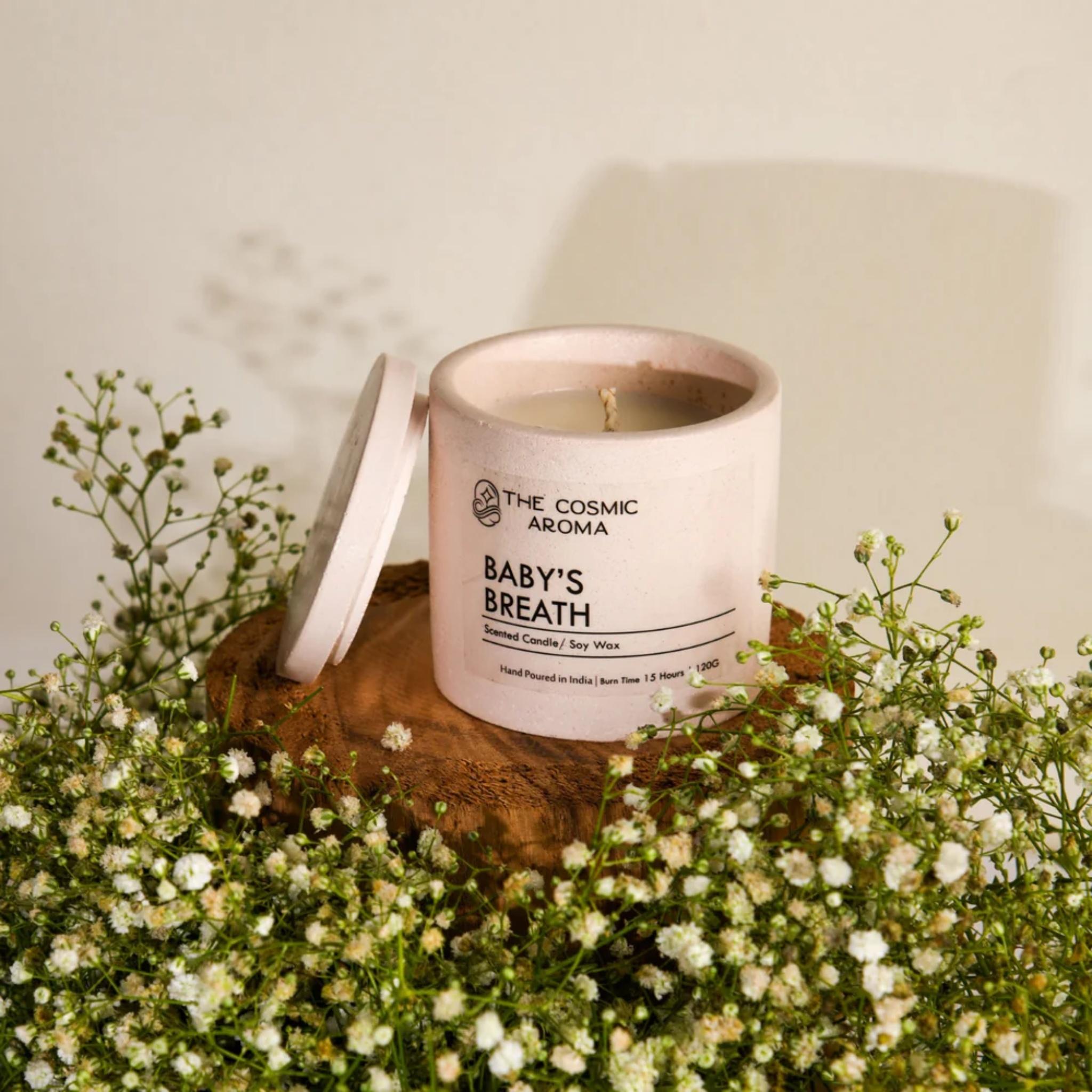 Concrete Baby's Breath Candle