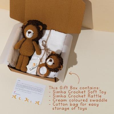 Simha Rattle & Soft Toy With Cream Swaddle