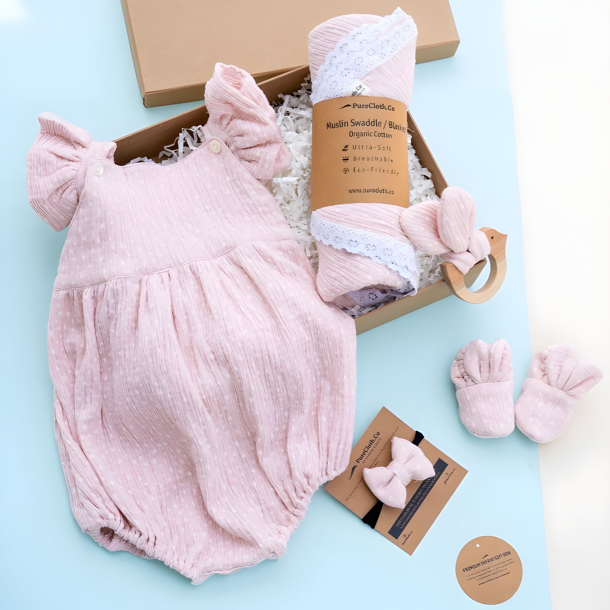 Baby Girl Gift Hamper | Pink Heart by PureCloth.Co | Tooffi