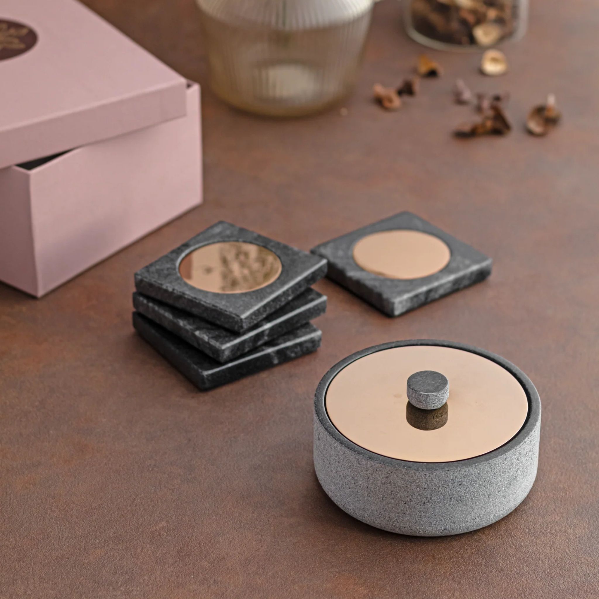 Yin Nutbowl + Coasters Gift Box by Saswata | Tooffi