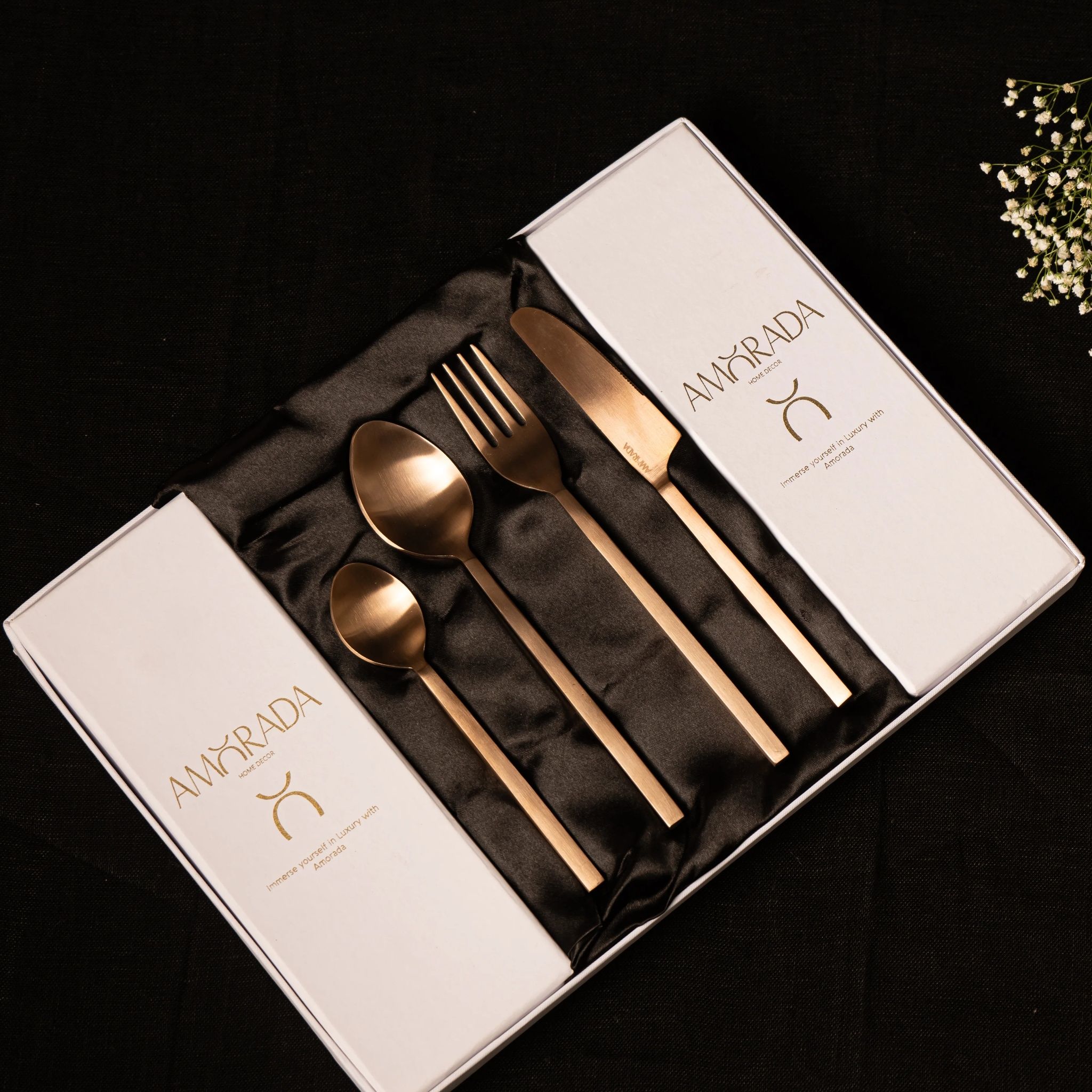 Ode Elegant Rose Gold Matt Finish Dining Set - Rose Gold(16Pc Set) by Ammorada | Tooffi