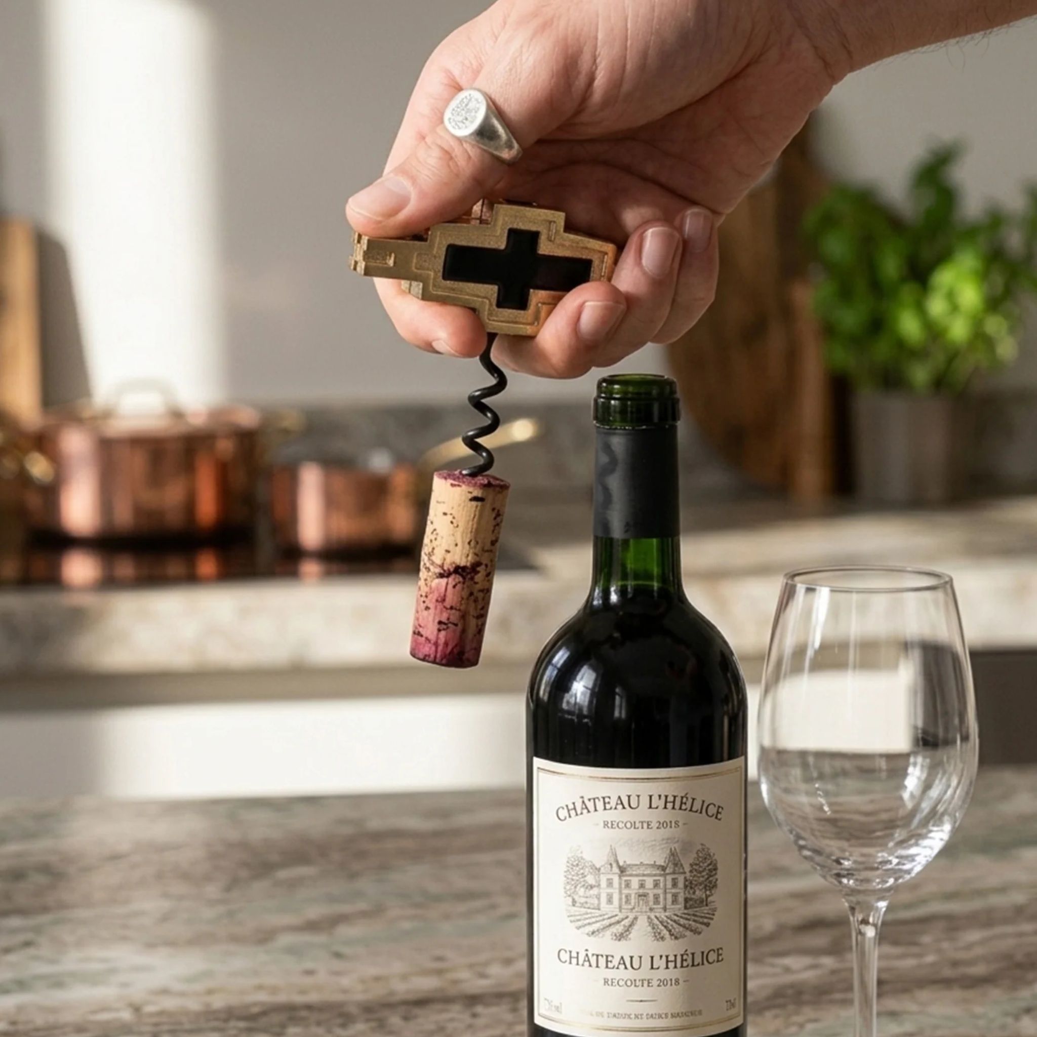 Baori Corkscrew – Handcrafted Brass Wine Bottle Opener by Saswata | Tooffi