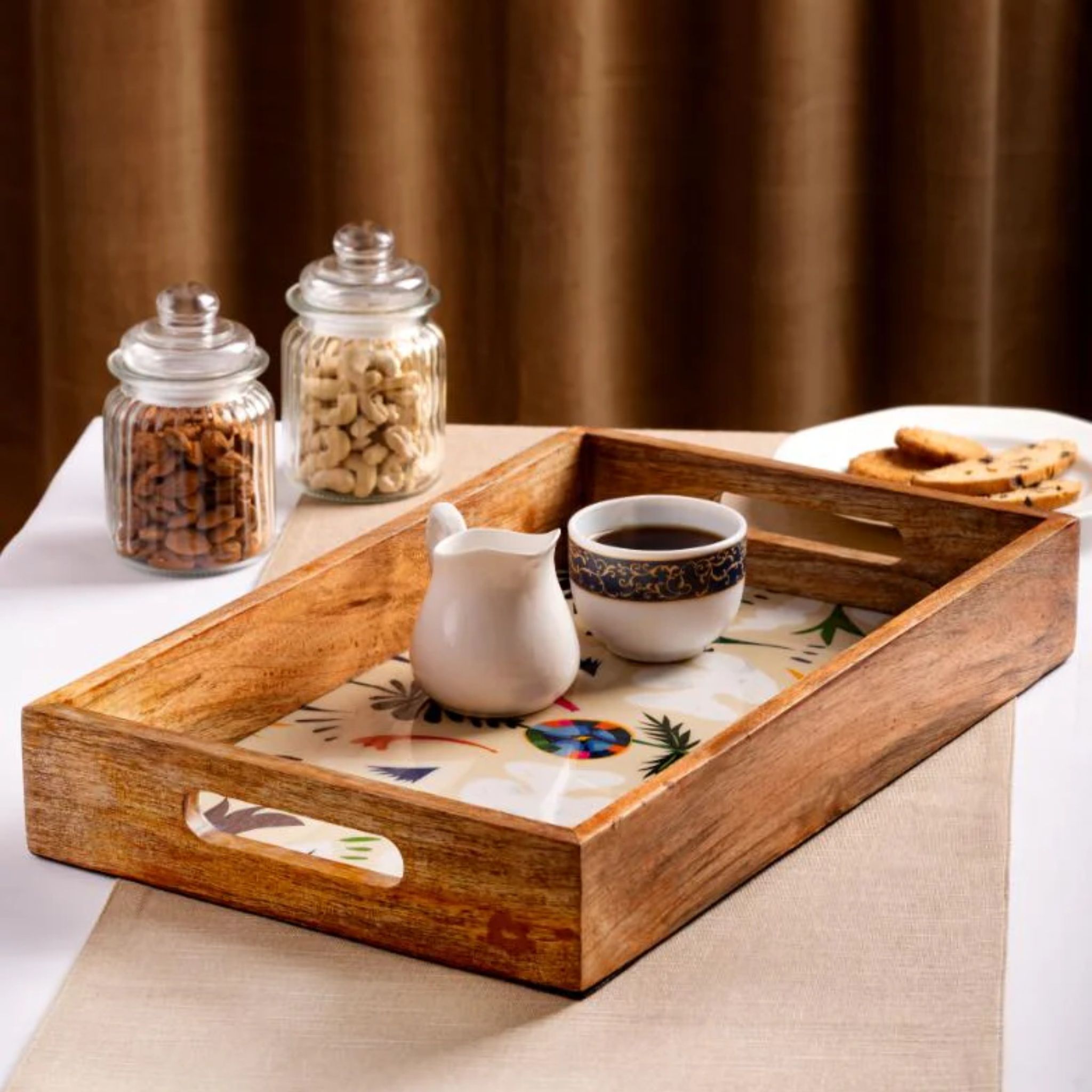 Tray Wooden - Nordic Bloom Beige