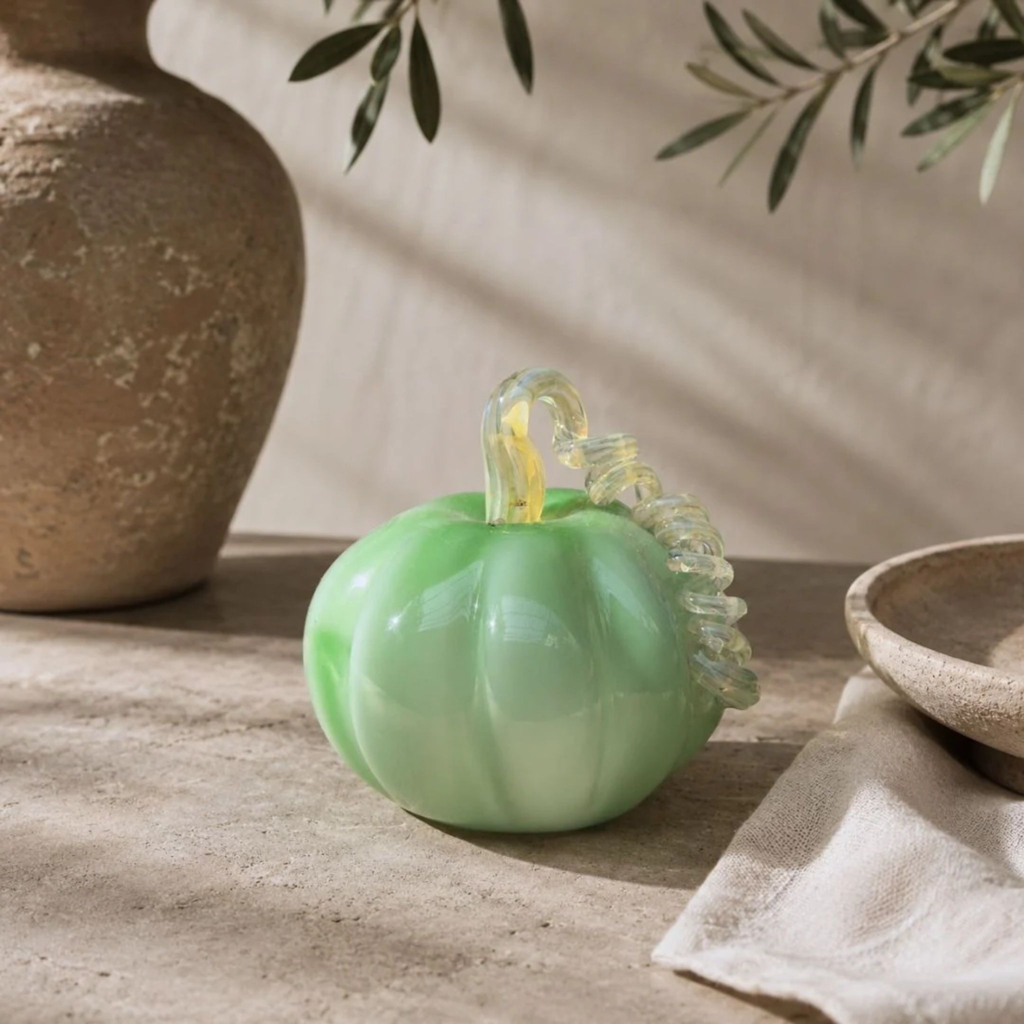Murano-Style Glass- Sage Meadow Pumpkin by RUSTIC HORSE GLASS STUDIO | Tooffi