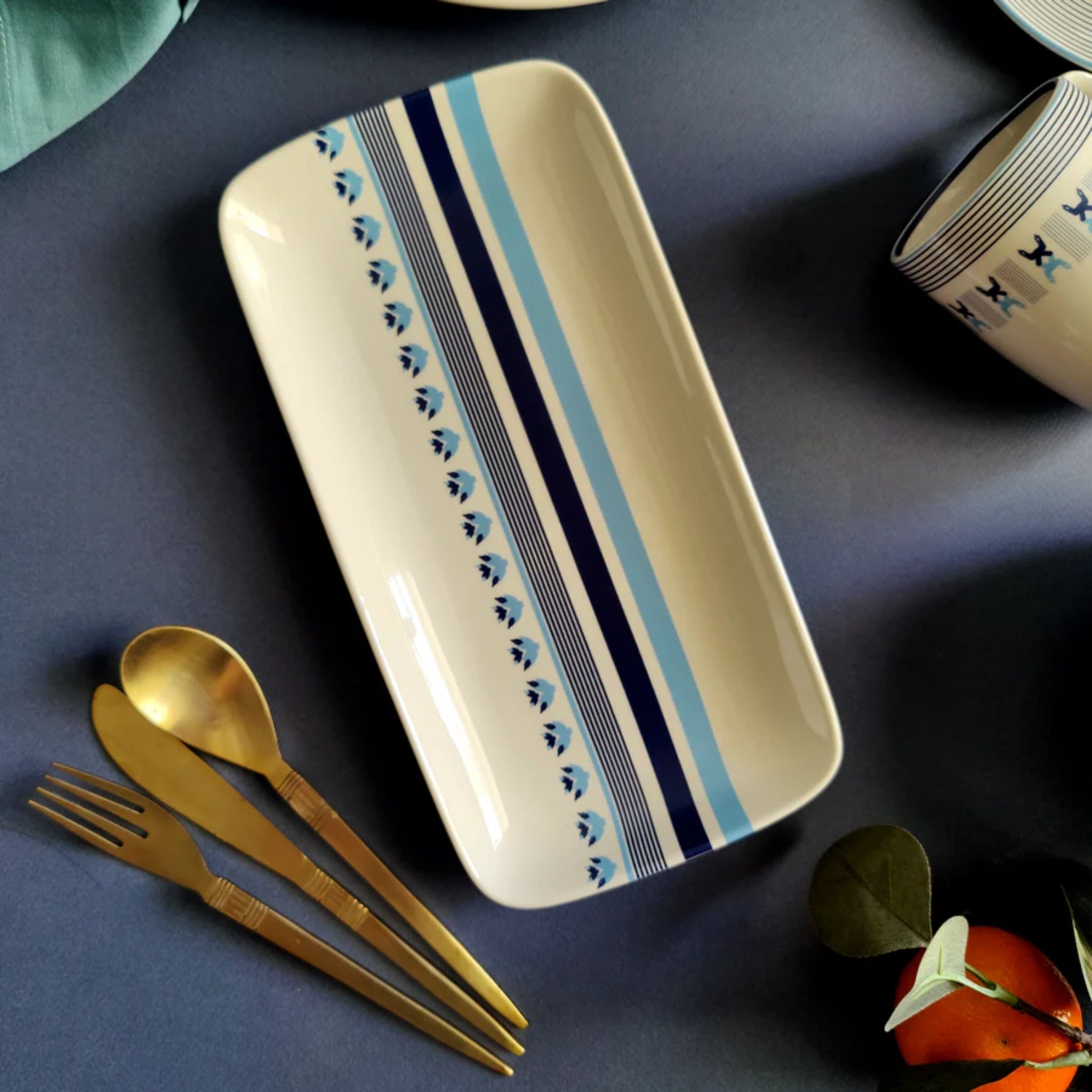 Prussian Blue Star - Rectangle platter by urbankart - ta.da tableware | Tooffi