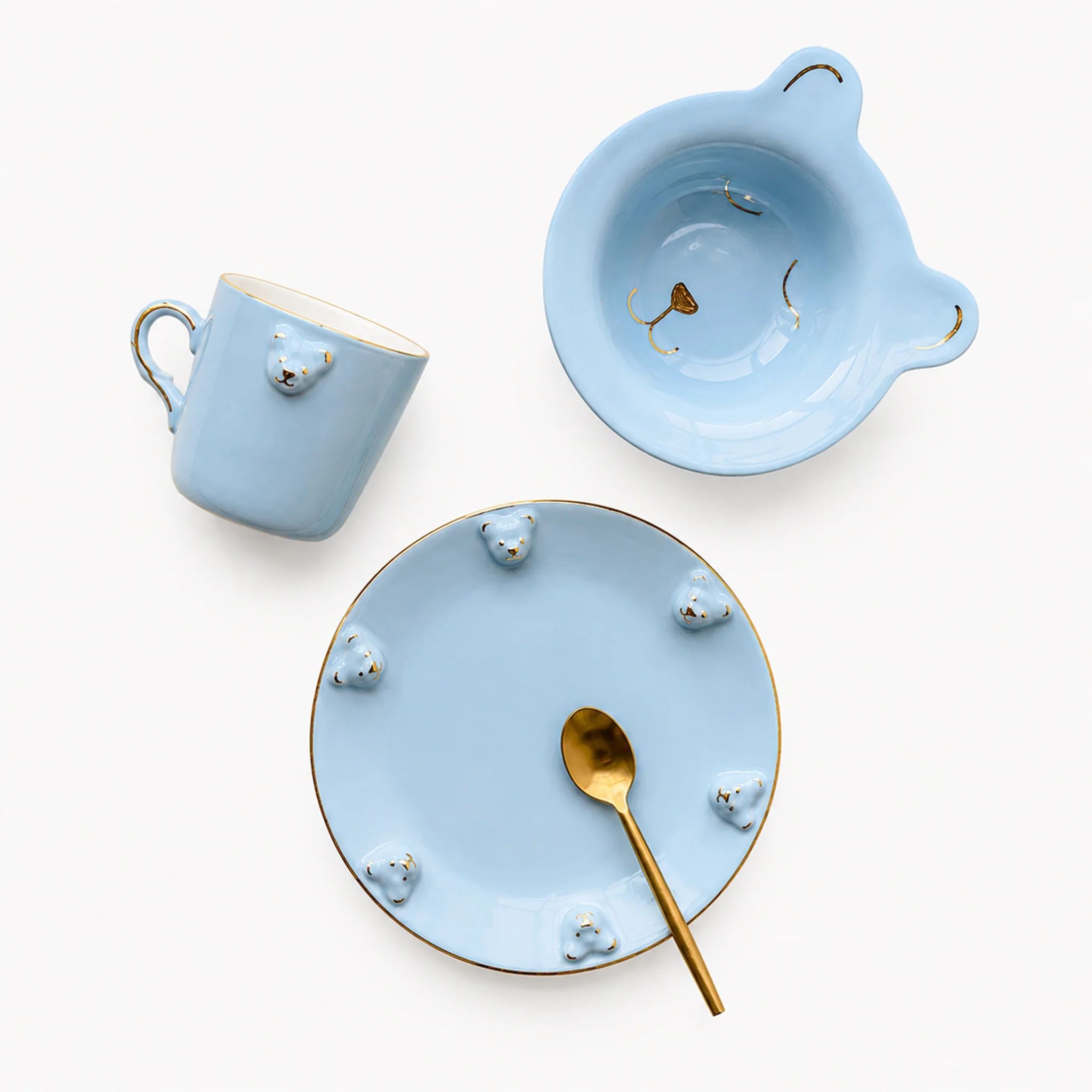 teddy breakfast set (set of 3) blue by nira's ceramics | Tooffi