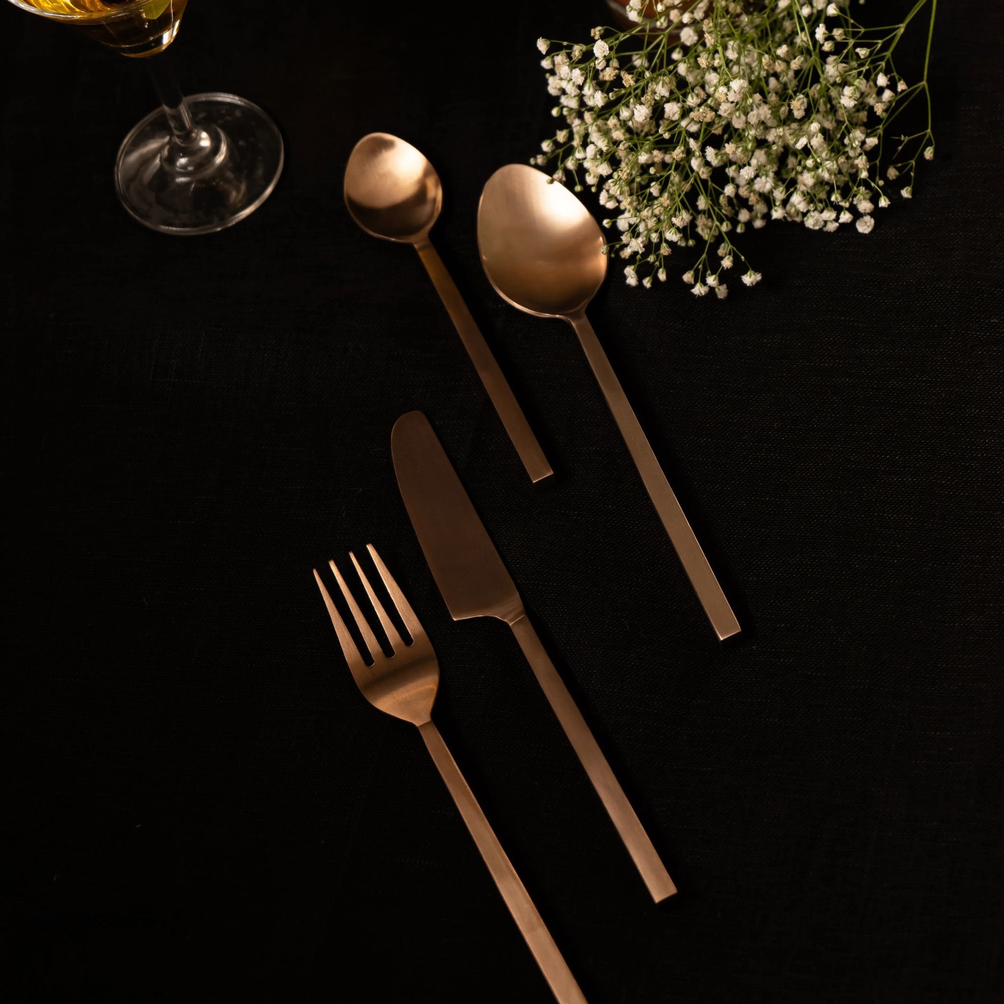 Ode Elegant Rose Gold Matt Finish Dining Set - Rose Gold(24Pc Set) by Ammorada | Tooffi