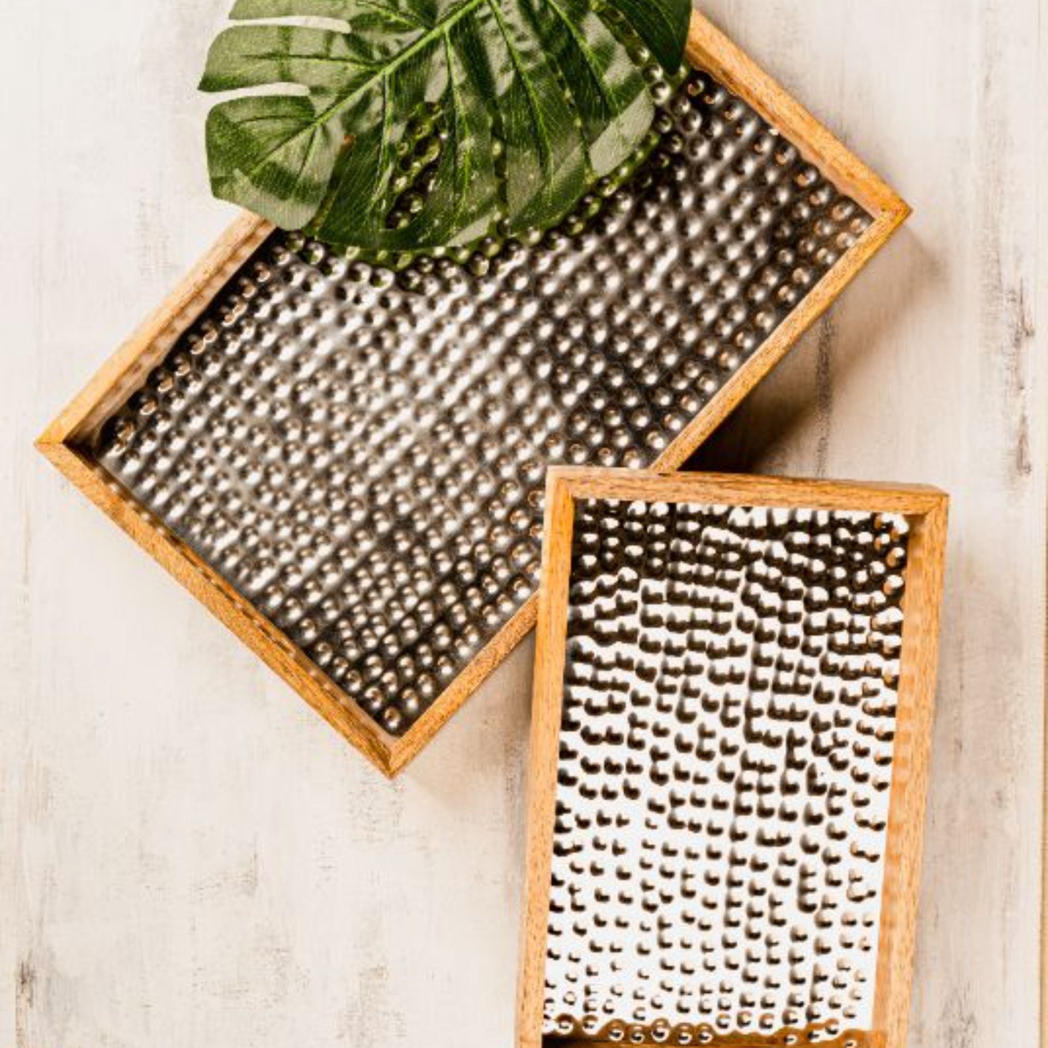 Tray Wooden Hammer Nickel Set of 2