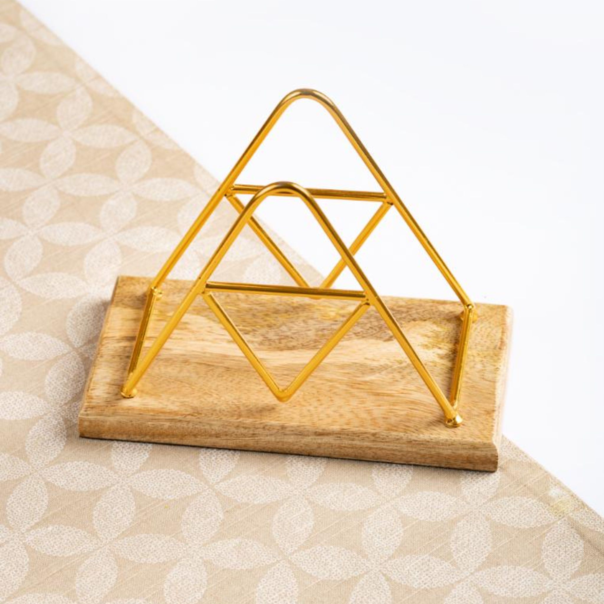 Napkin Holder Wooden Golden Triangle