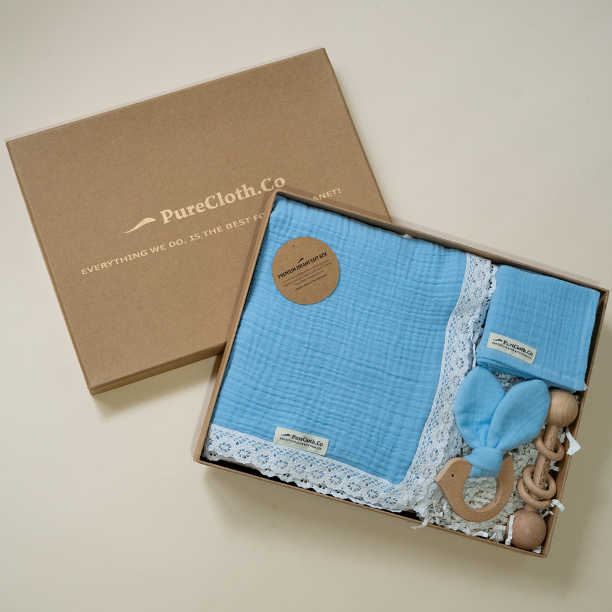 Gift Hamper for Newborn | The Little Nest Bundle | Blue by PureCloth.Co | Tooffi