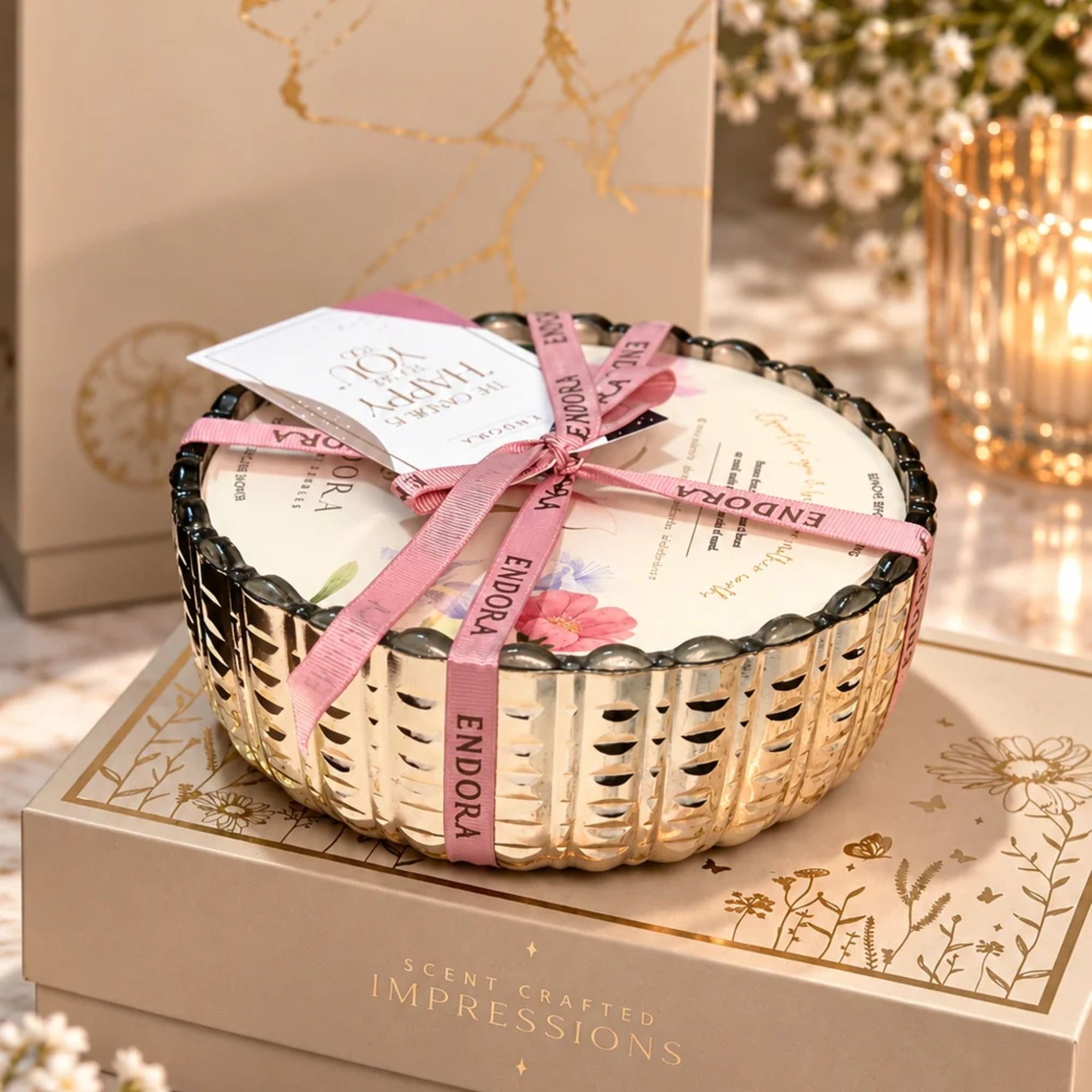Platinum glass Urli | Rice Cut | Scented Candles by Endora Scented Candles | Tooffi