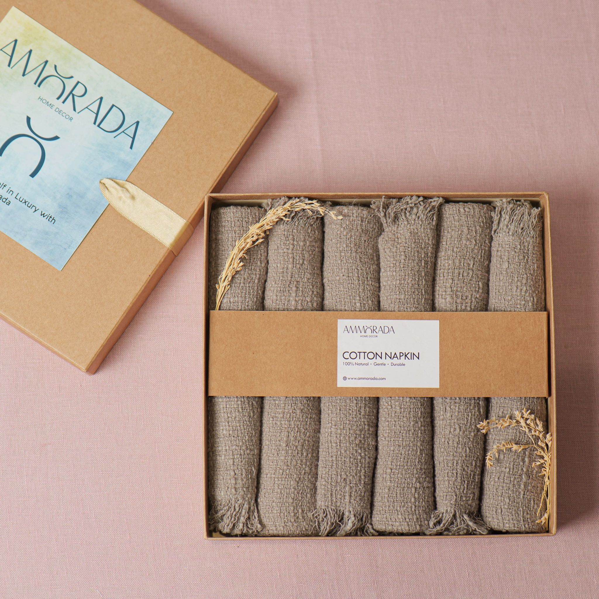 Tandem Fringe Napkin Gift Set- Gazoil by Ammorada | Tooffi