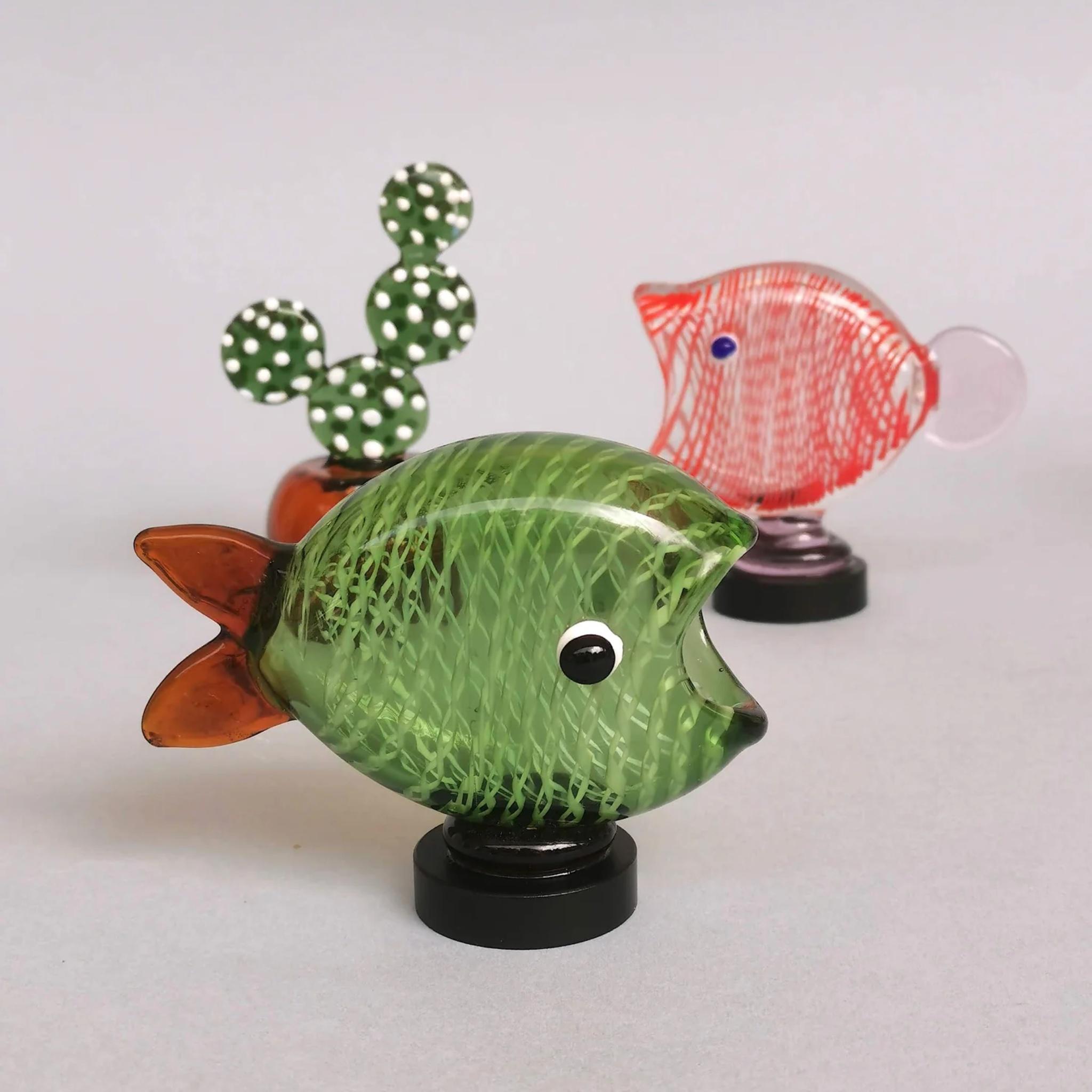 Fish Table Decor Glass- Minty Midori