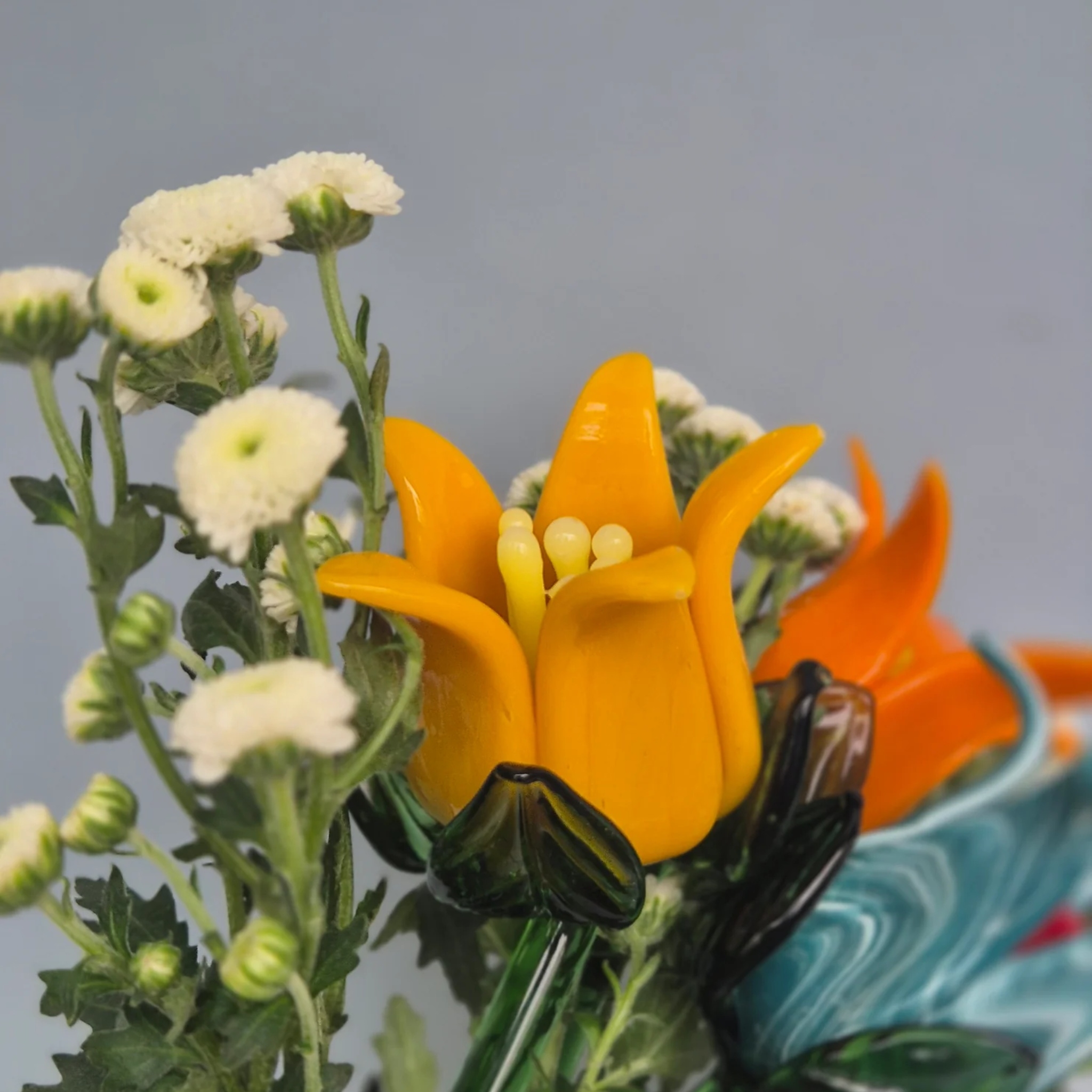Tinsel Lily Glass Flower Stem - Yellow